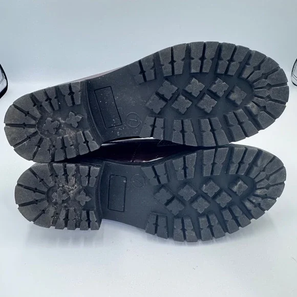 Old Navy Womens 7 Chunky Lug Sole Loafers Burgundy Patent Dark Academia Shoes - Picture 8 of 13